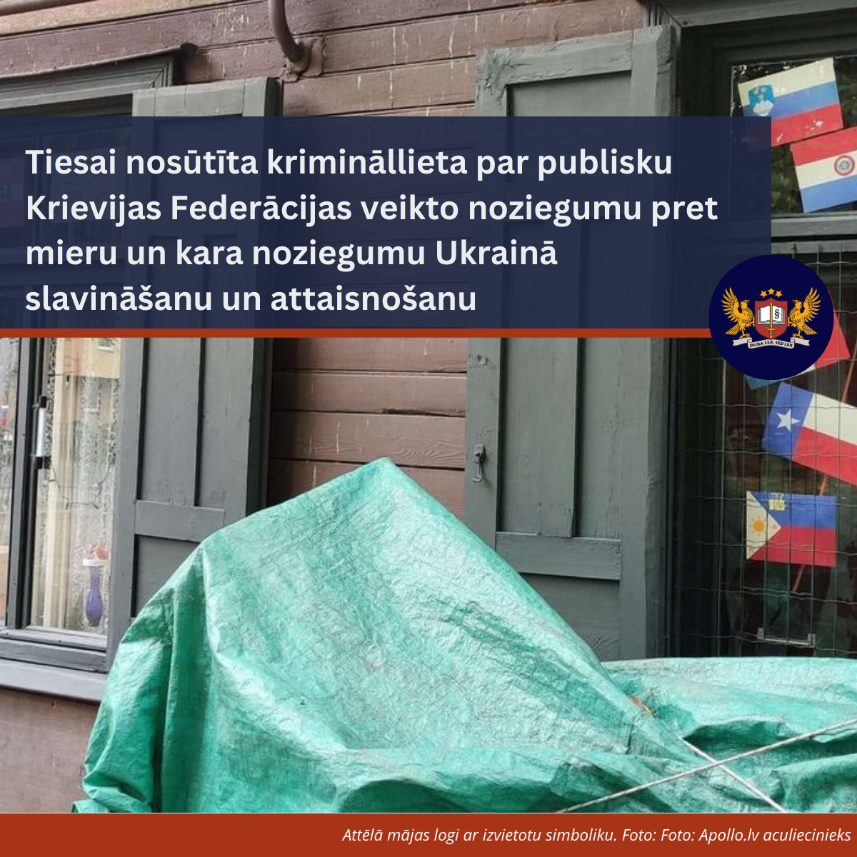 Tiesai nosūtīta krimināllieta par publisku Krievijas Federācijas veikto noziegumu pret mieru un kara noziegumu Ukrainā slavināšanu un attaisnošanu