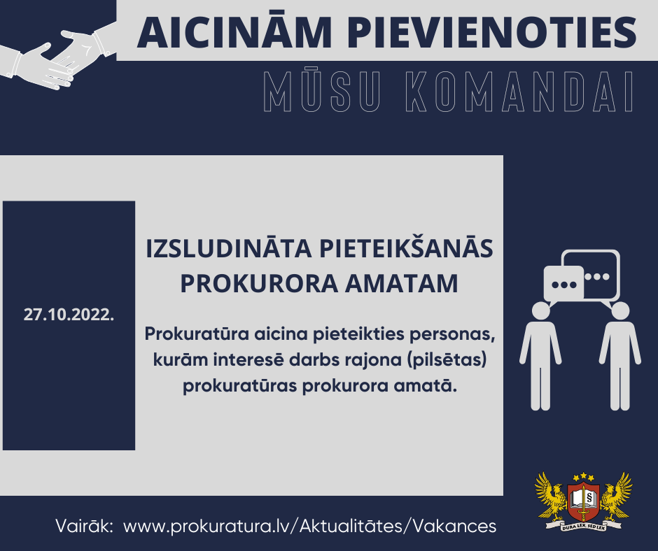 Izsludināta pieteikšanās prokurora amatam