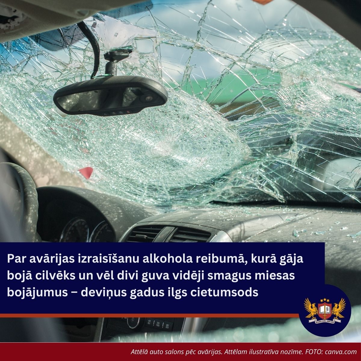 Par avārijas izraisīšanu alkohola reibumā, kurā gāja bojā cilvēks un vēl divi guva vidēji smagus miesas bojājumus, – deviņus gadus ilgs cietumsods